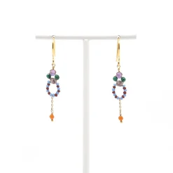 AX – oorbellen met amethist, cornaline en malachiet