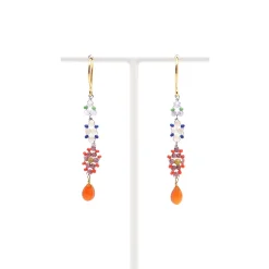 AX – oorbellen met granaat, amethist, kwarts en cornaline