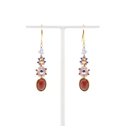 AX – oorbellen met amethist, granaat en kwarts