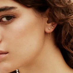 BDM – amants chain oorringen wit kristal en wit opaal