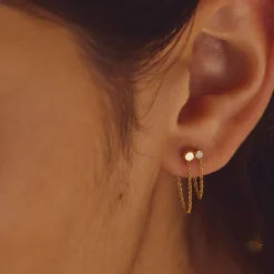 BDM – zephyr chain oorringen rose water opal