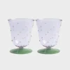 &K water glass dot purple set of 2