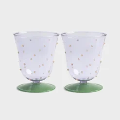 &K water glass dot purple set of 2