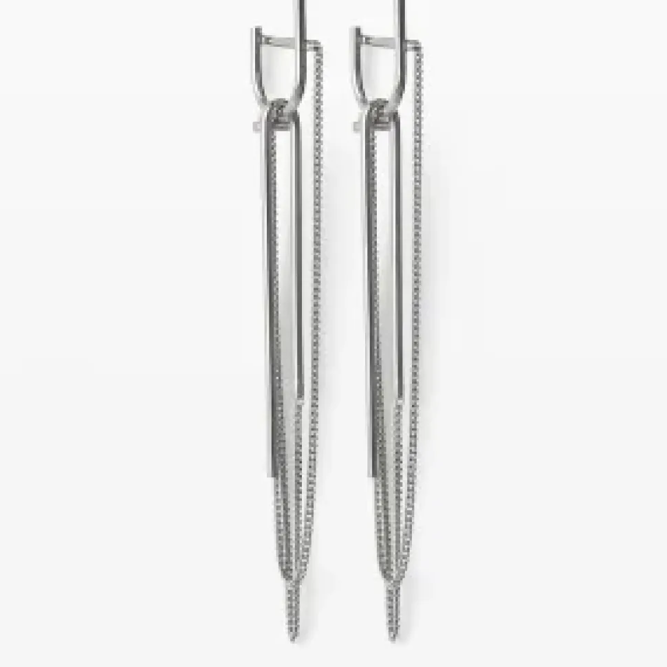 Lore Van Keer – forma statement oorbellen met kettingen zilver