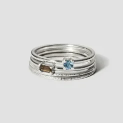 Lore Van Keer – noctis ring met aquamarijn en rookkwarts zilver