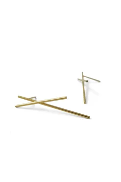 MHL – studs met front stripes zilver verguld