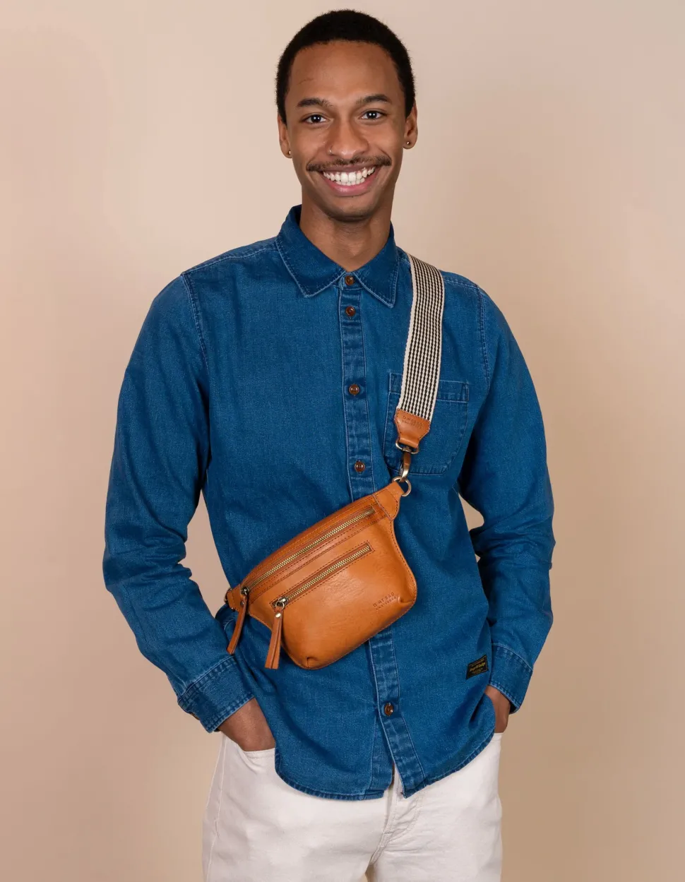 O My Bag – Checkered Webbing Strap Classic Leather