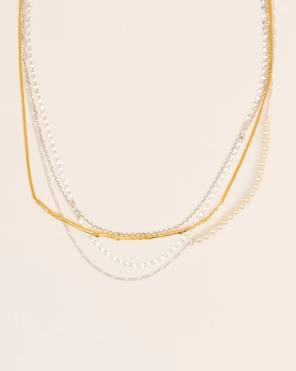 Wouters&Hendrix – gelaagde ketting met zoetwaterparel en tak element