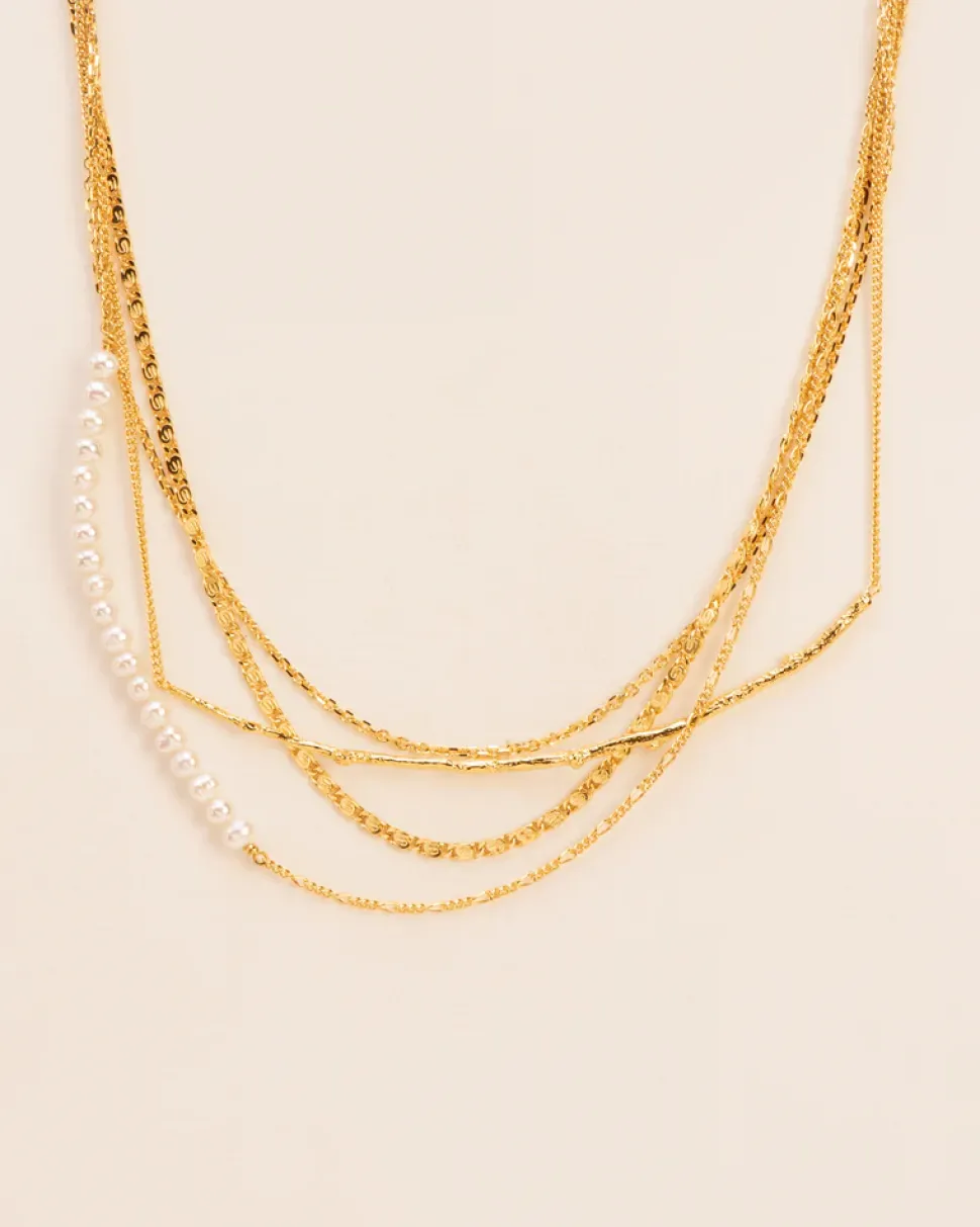 Wouters&Hendrix – gelaagde ketting met zoetwaterparel en tak element