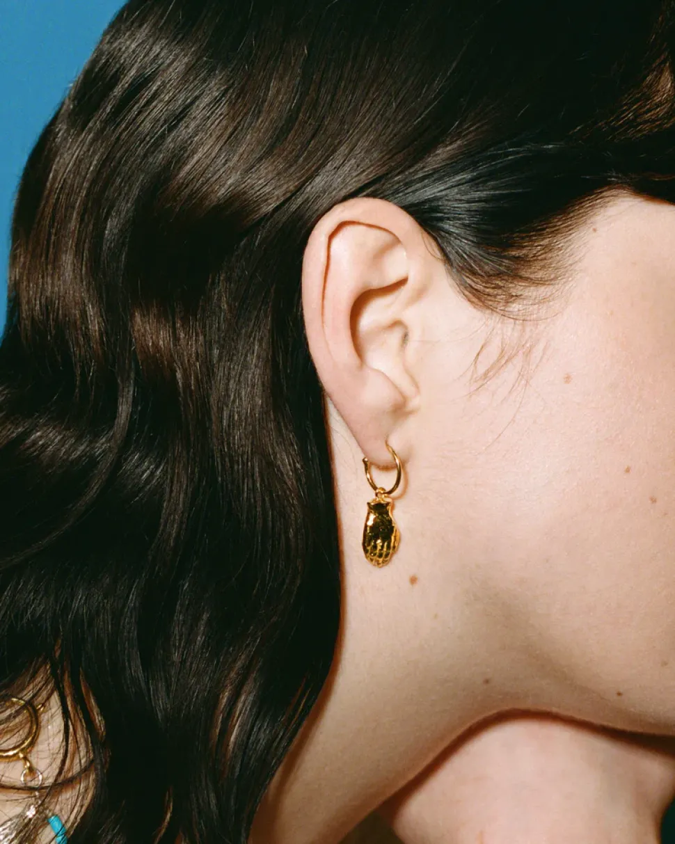 Wouters&Hendrix – hoops set van 3 met munt, groene agaat en hand