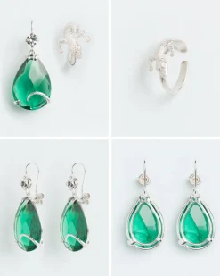 Wouters&Hendrix – oorbel emerald kristal en kristal en salamander cuff