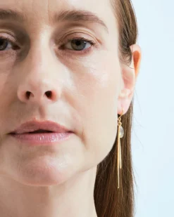 Wouters&Hendrix – oorbellen met bamboo blaadjes en rutielkwarts