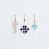 Wouters&Hendrix – oorringen set van 3 met sleutel, blauwe topaas en mozaïek