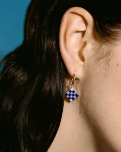 Wouters&Hendrix – oorringen set van 3 met sleutel, blauwe topaas en mozaïek