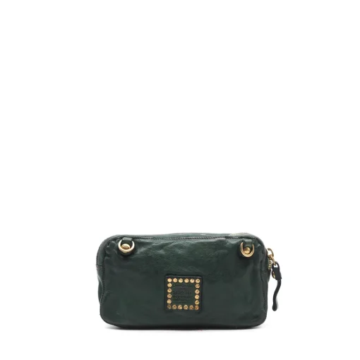 Campomaggi – phone case handtas green bottle met kleurrijke riem