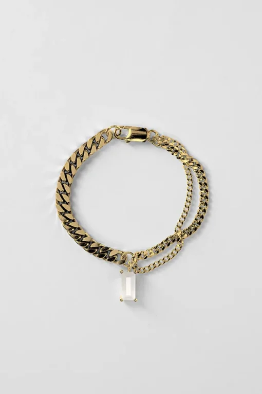 Lore Van Keer – credo armband met witte maansteen zilver verguld