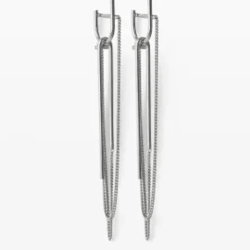 Lore Van Keer –  forma statement oorbellen met kettingen zilver