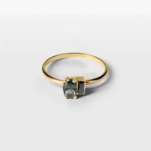 Lore Van Keer – lucem ring met onyx en toermalijn zilver verguld
