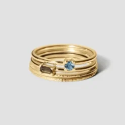 Lore Van Keer – noctis ring met aquamarijn en rookkwarts zilver verguld
