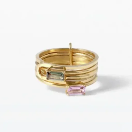 Lore Van Keer –  ring met amethist en toermalijn zilver verguld