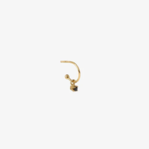 Lore Van Keer –  single oorring met onyx zilver verguld