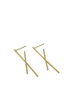 MHL – studs met side stripes zilver verguld