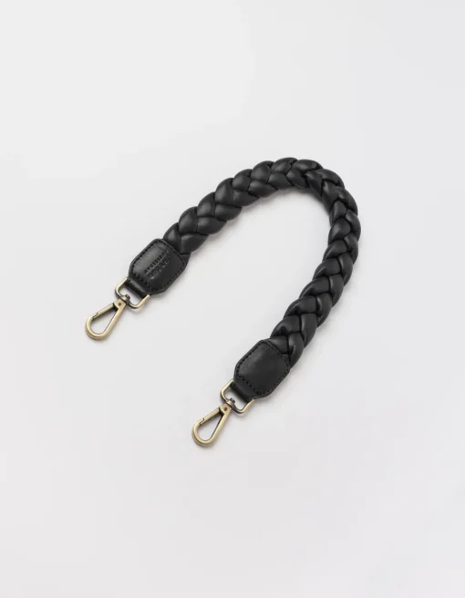 O My Bag – braided shoulder strap black soft grain leather