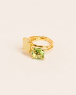Wouters&Hendrix – dubbele ring met peridot kristal en serpentine