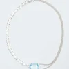Wouters&Hendrix – statement ketting met aquamarijn kristal en kristallen