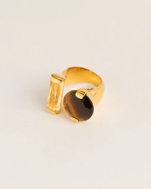 Wouters&Hendrix – statement ring met citrien en tijgeroog