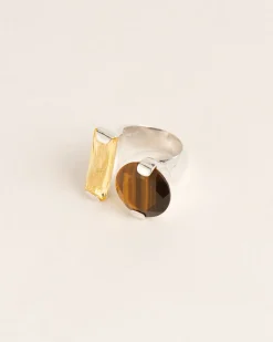 Wouters&Hendrix – statement ring met citrien en tijgeroog