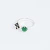 Wouters&Hendrix – textured ring met onyx en parelmoer mosaïc en groene agaat